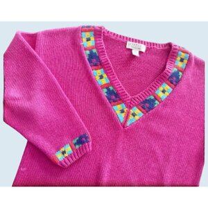 Vintage CAMBRIDGE DRY GOODS V Neck Sweater Top Shirt 80s 90s Size Medium